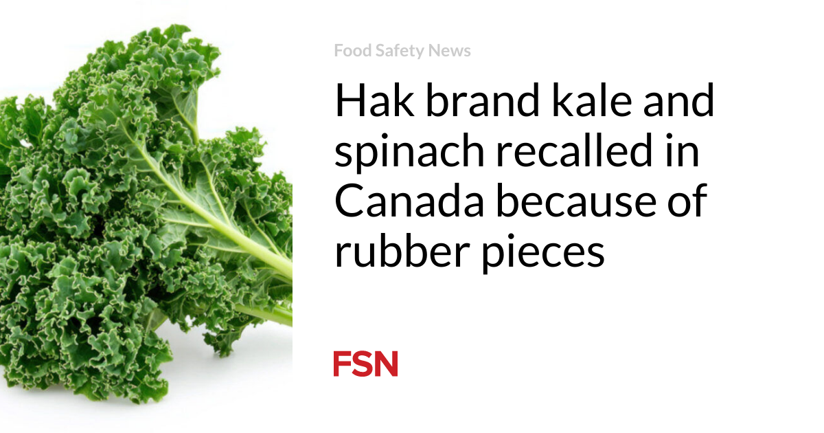 Global Reach Confections  More Inc. has issued a recall for Hak brand Kale and Spinach products due to potential contamination with pieces of rubber. The Canadian Food Inspection Agency CFIA has alerted consumers to this issue and advises anyone who has purchased these products to return them for a full refund. Please check your pantry and discard any affected products to ensure the safety of you and your family